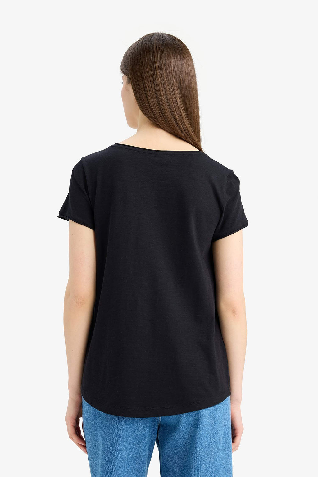 Regular Fit V-Neck Basic Plain Short Sleeve T-Shirt