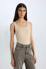 Slim Fit Basic Square Collar Sleeveless Tank Top