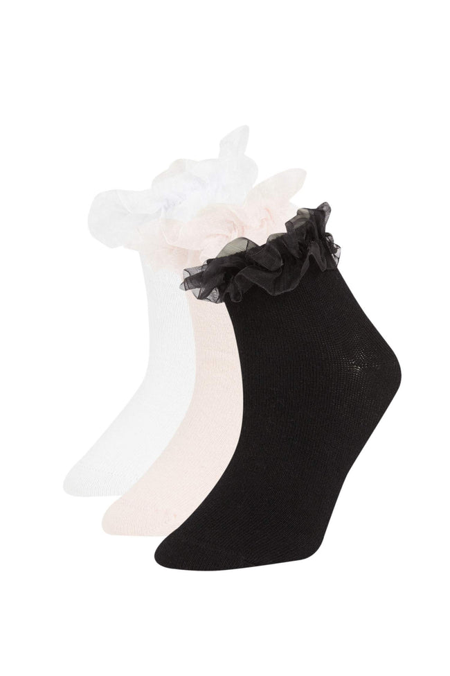 Girls 3-Pack Cotton Bootie School Socks Hover Image