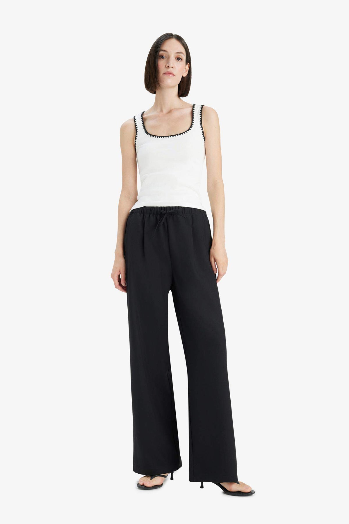 High Waist Wide Leg Satin Trousers