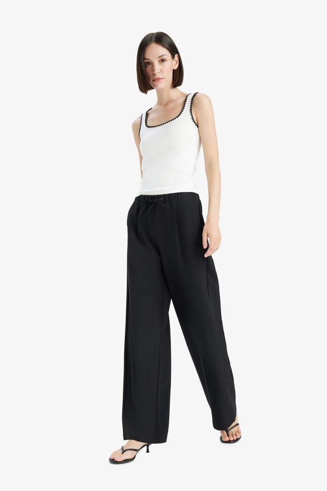 High Waist Wide Leg Satin Trousers Main Image