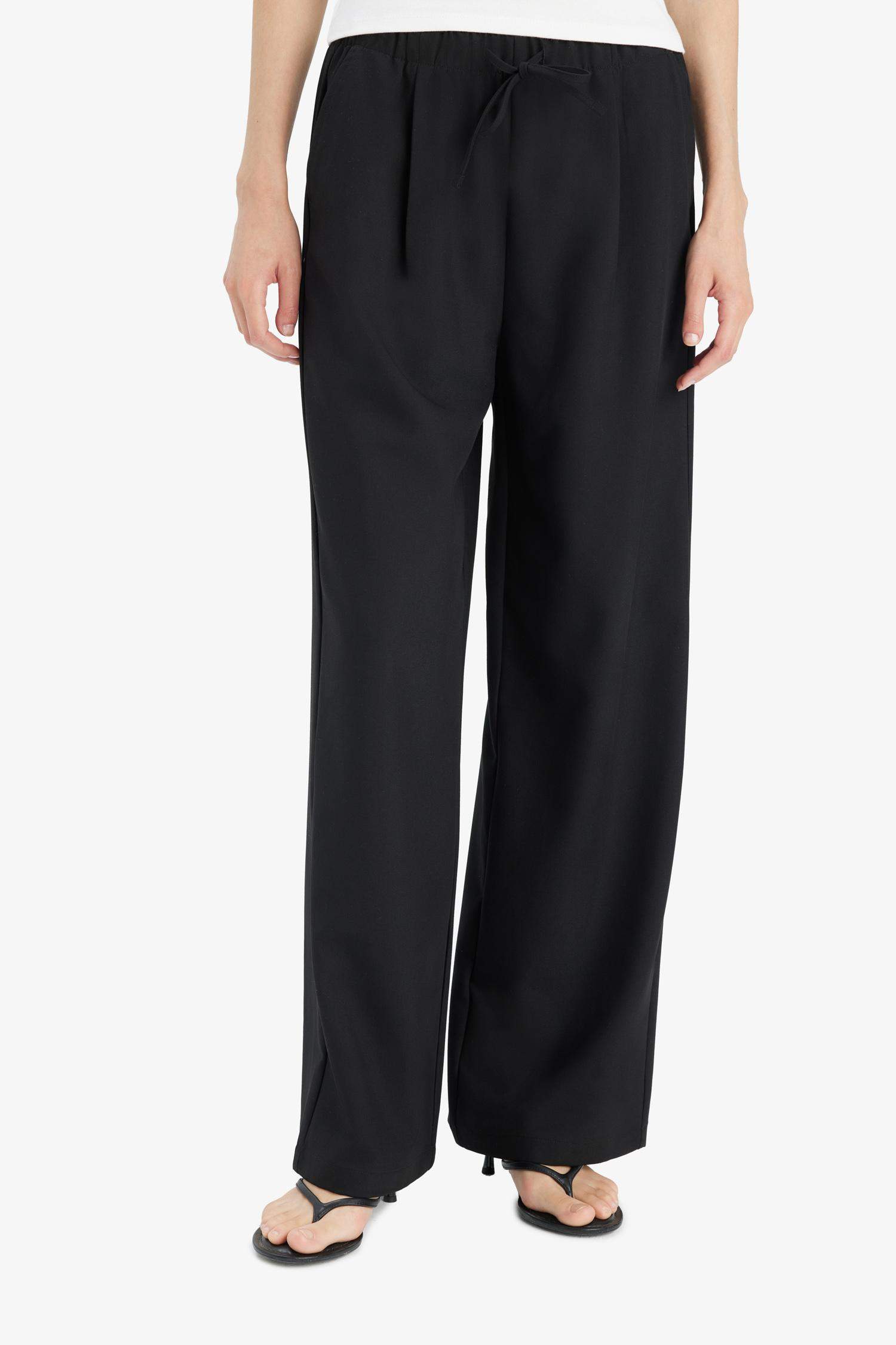 High Waist Wide Leg Satin Trousers