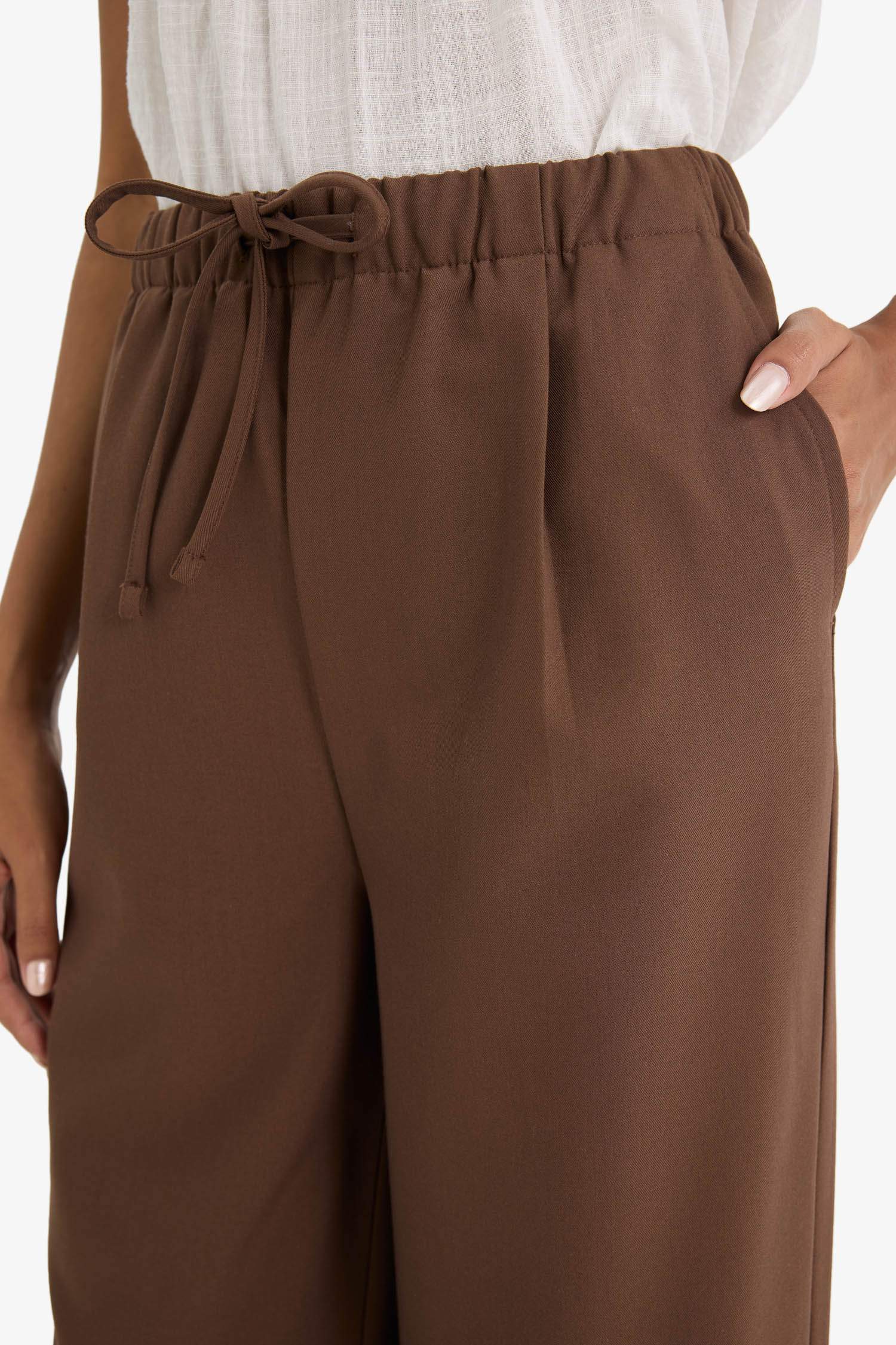 High Waist Wide Leg Satin Trousers