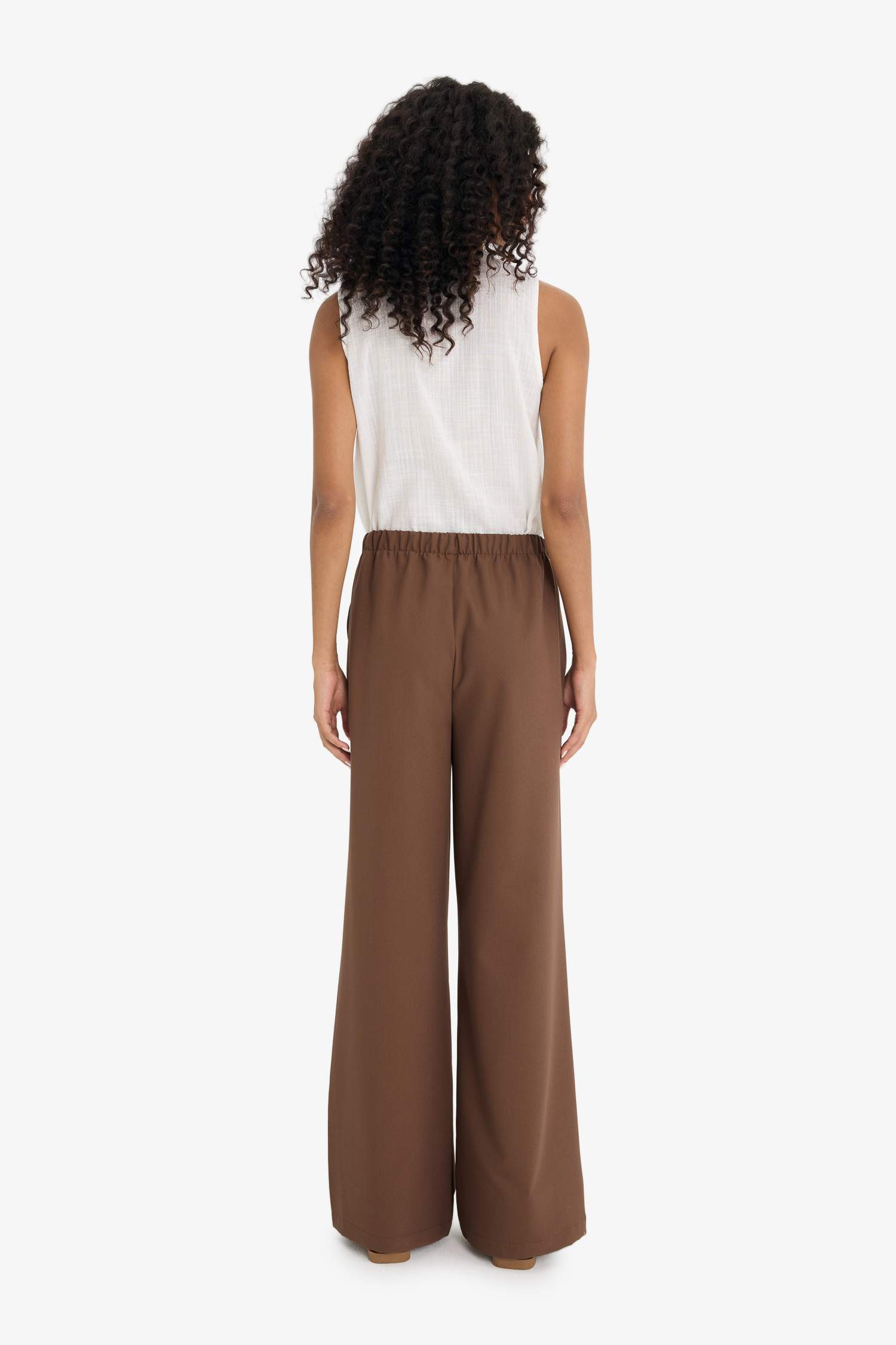 High Waist Wide Leg Satin Trousers