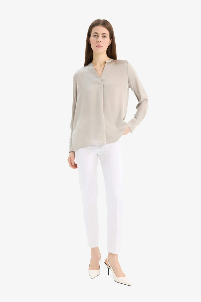 Regular Fit Open Neck Satin Blouse Main Image