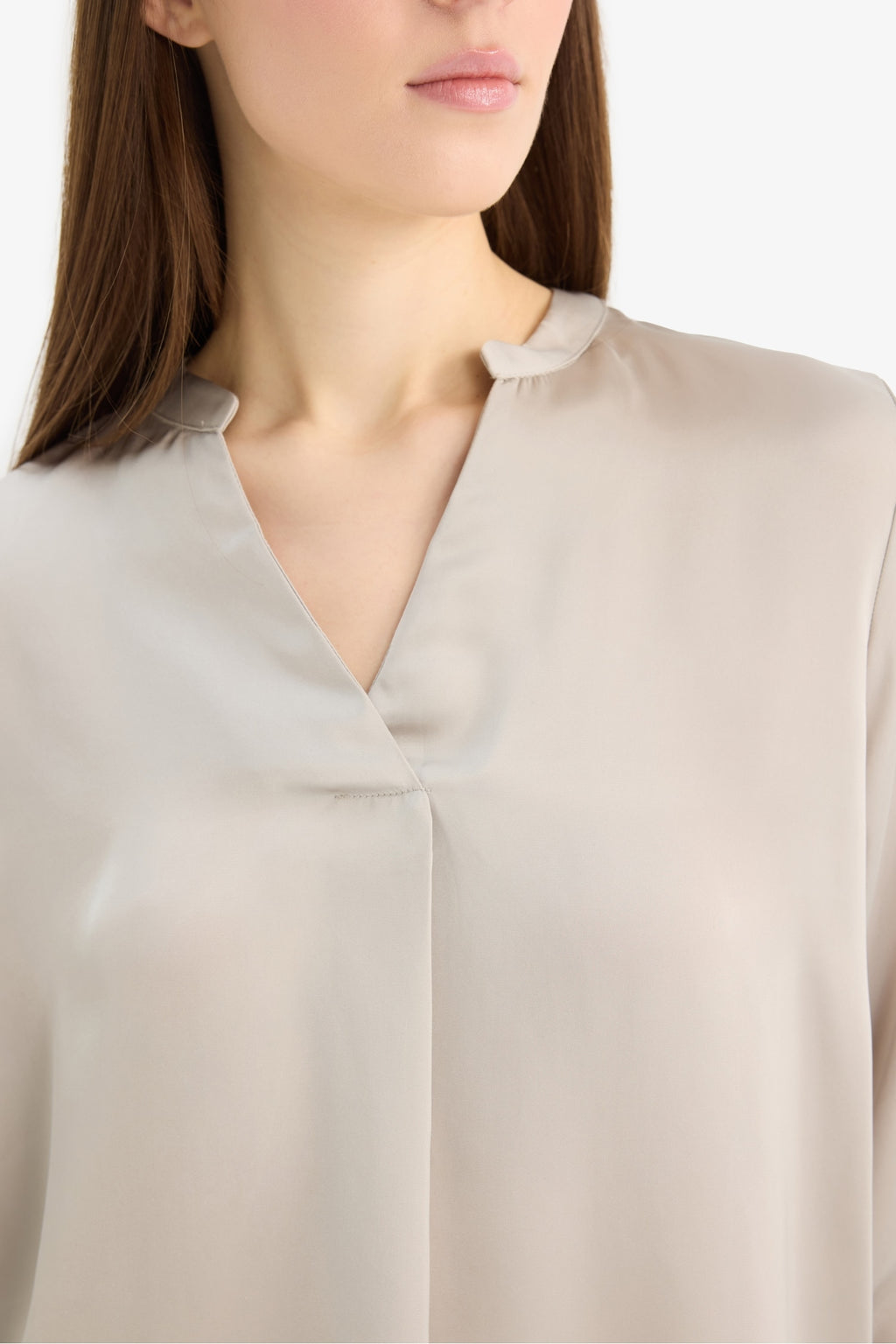 Regular Fit Open Neck Satin Blouse