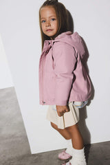 Baby Girl Hooded Coat with Snaps and Pockets