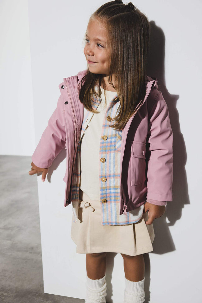 Baby Girl Hooded Coat with Snaps and Pockets Main Image