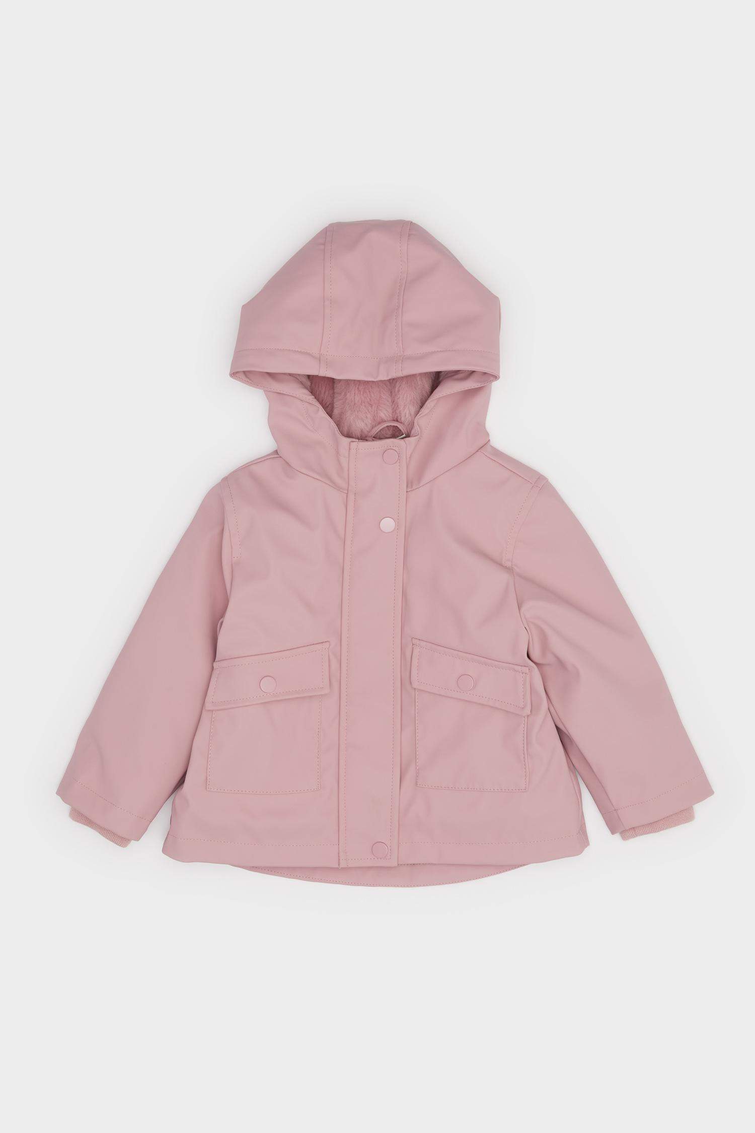 Baby Girl Hooded Coat with Snaps and Pockets