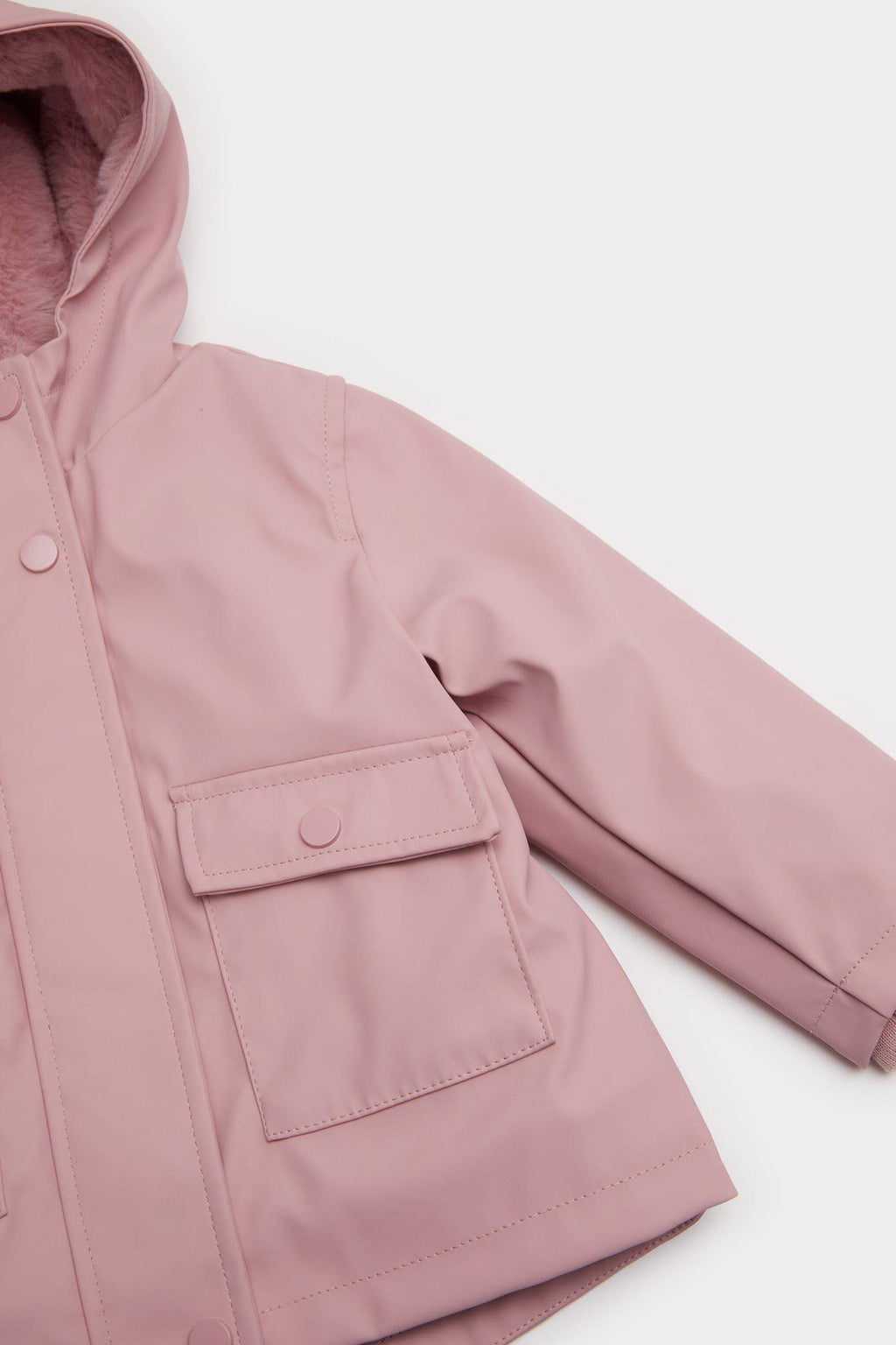 Baby Girl Hooded Coat with Snaps and Pockets