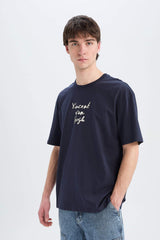 100% Cotton Van Gogh Oversize Wide Pattern Crew Neck Back Printed Short Sleeve T-Shirt