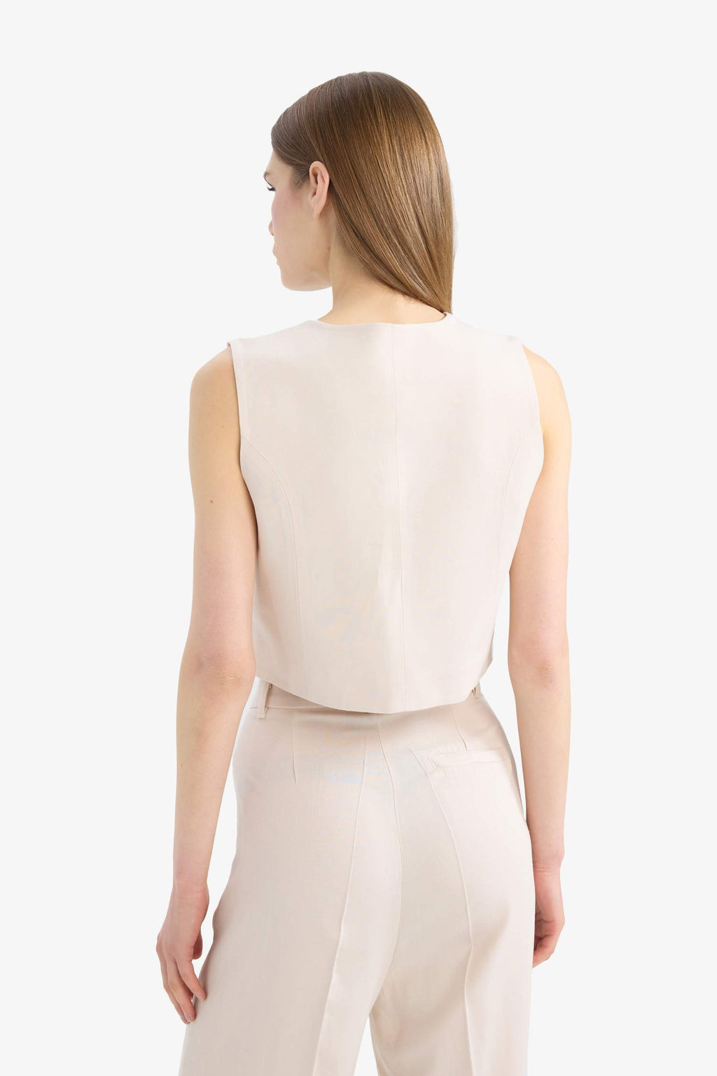 V Neck Linen Blend Vest