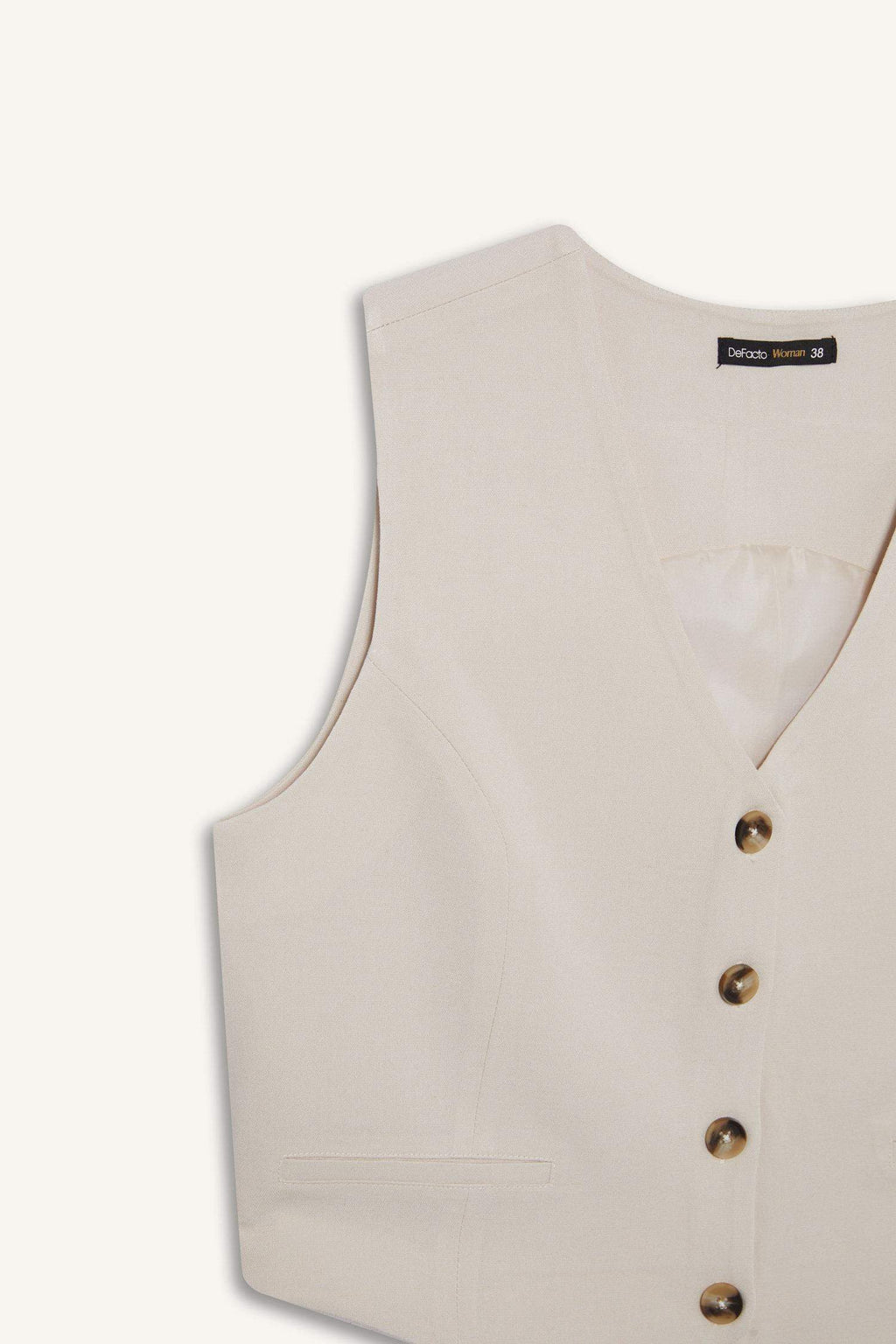 V Neck Linen Blend Vest