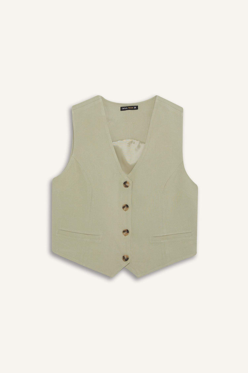 V Neck Linen Blend Vest