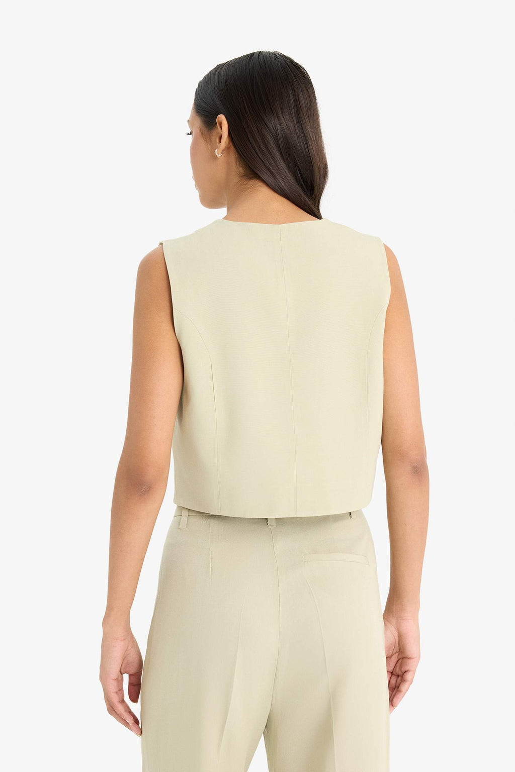 V Neck Linen Blend Vest