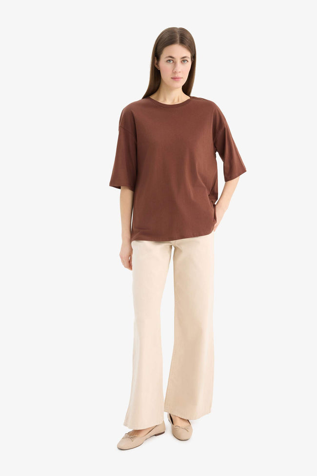 Oversize Fit Crew Neck Basic Cotton Short Sleeve T-Shirt Main Image