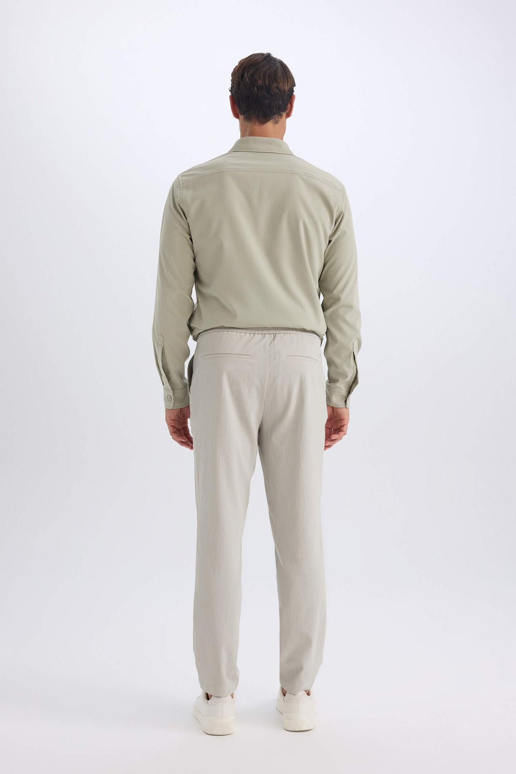 Relax Fit Comfortable Cut Straight Leg Cristed Summer Fabric Pants