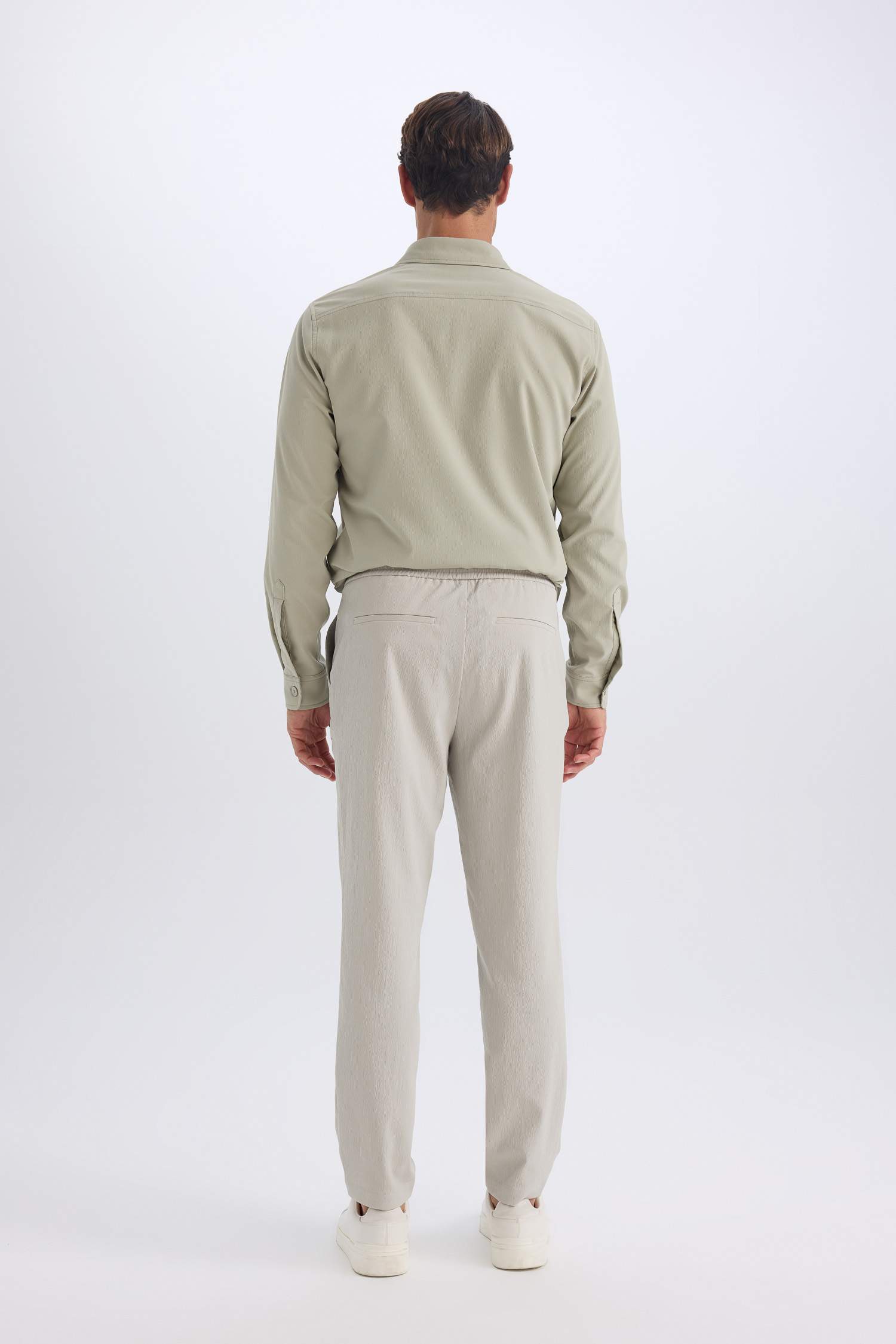 Relax Fit Comfortable Cut Straight Leg Cristed Summer Fabric Pants