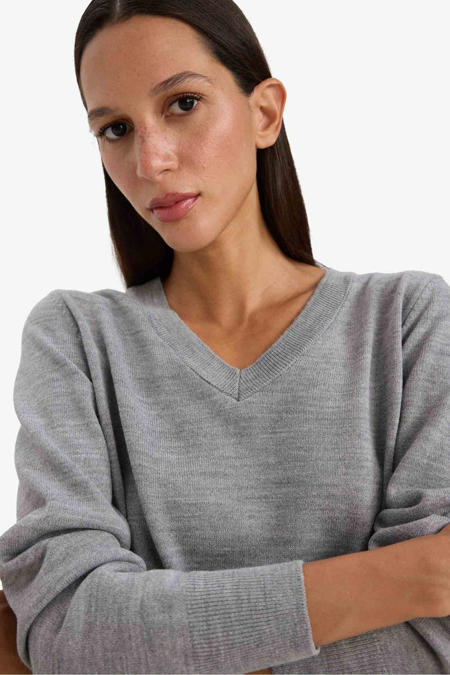 Relax Fit V-Neck Knit Sweater Hover Image