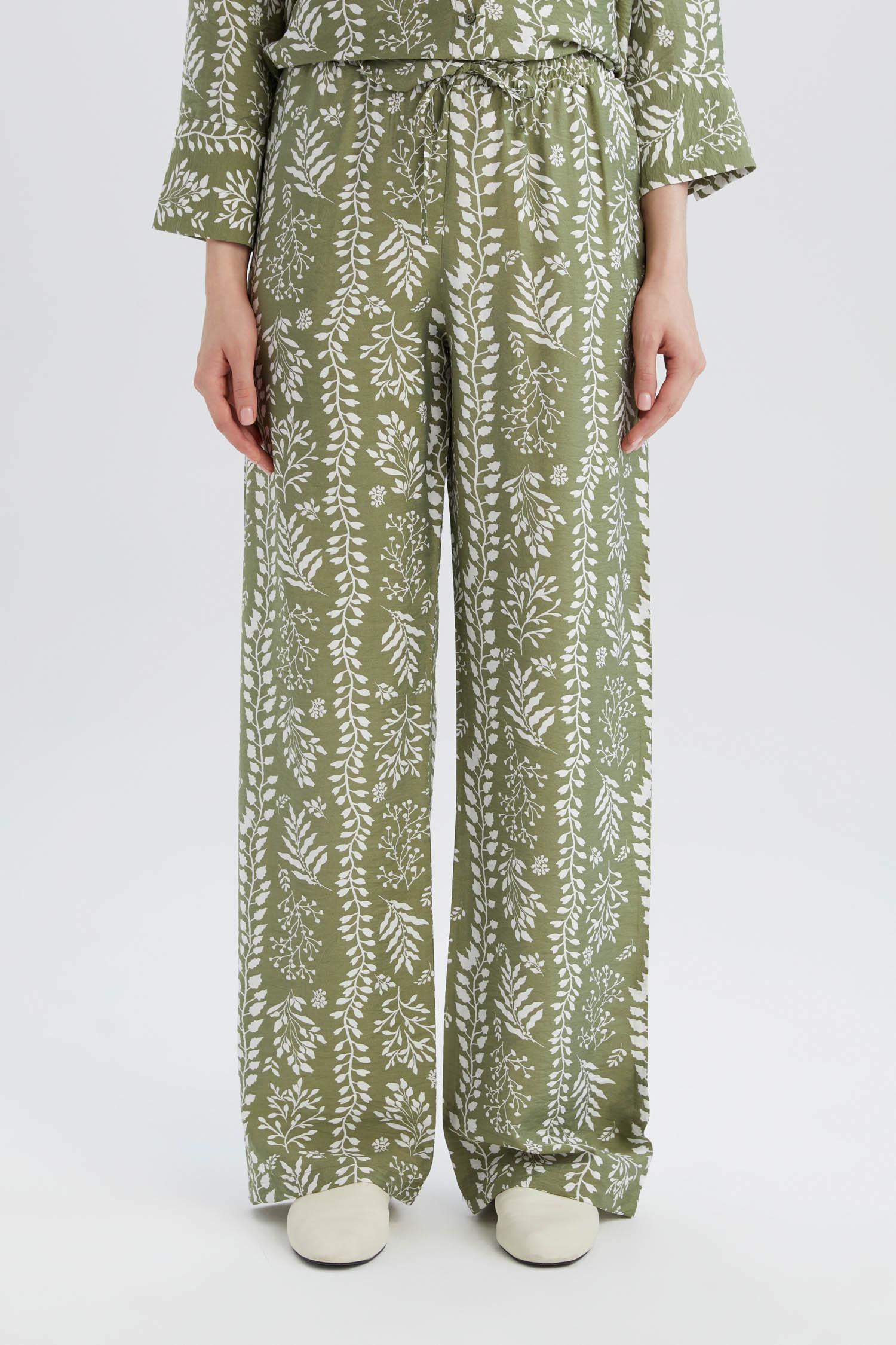 Wide Leg Patterned High Casual Trousers