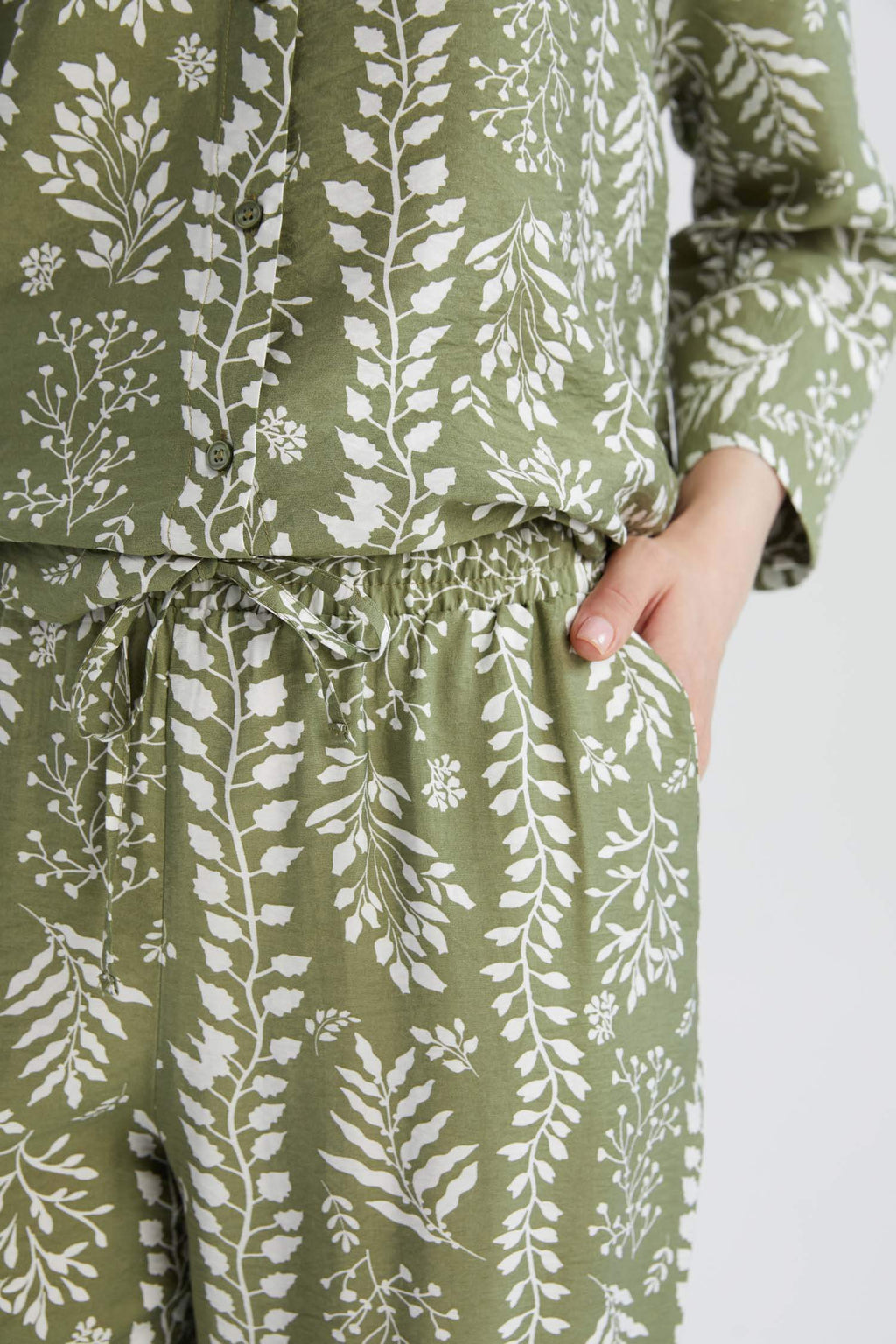 Wide Leg Patterned High Casual Trousers