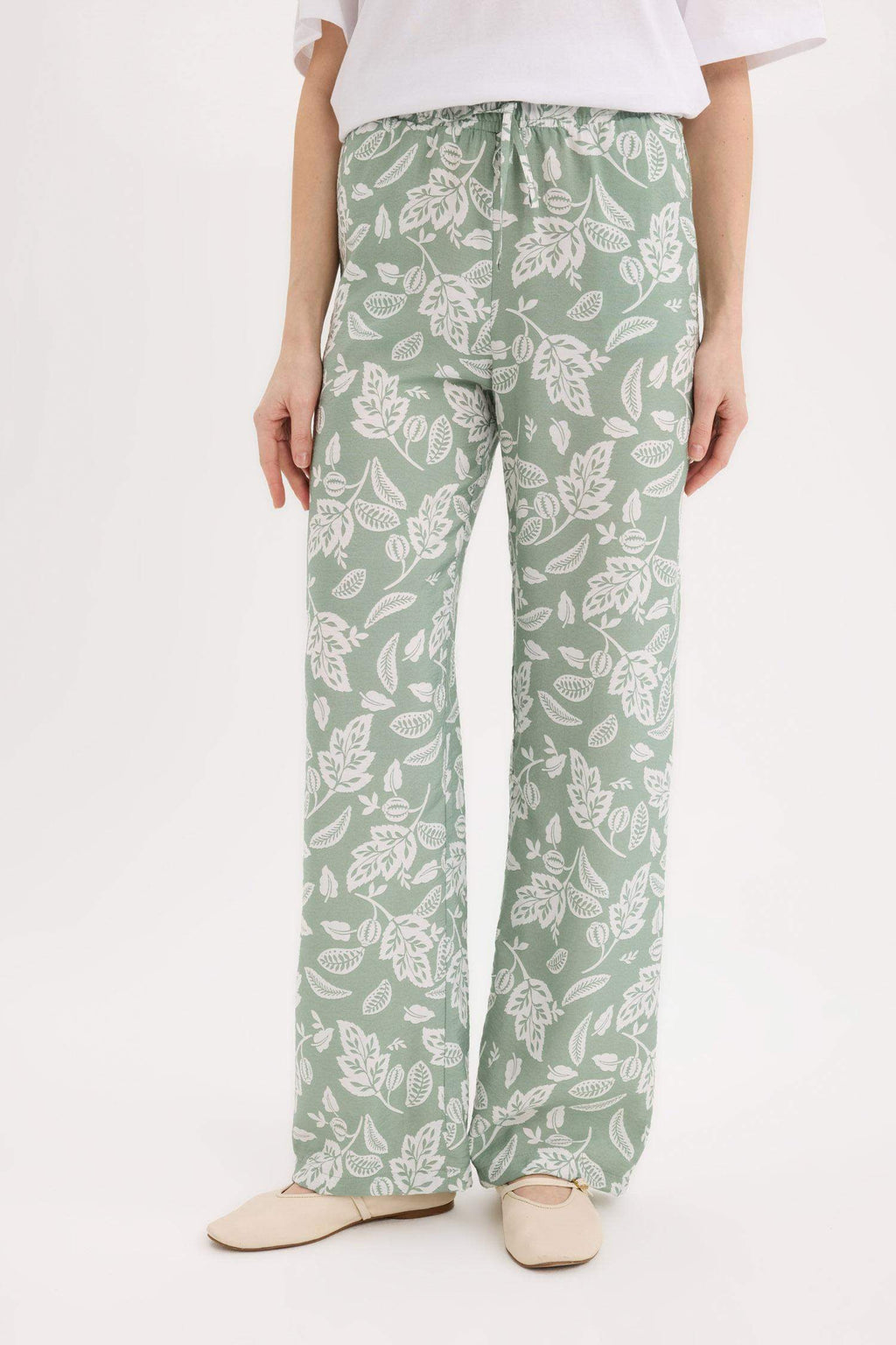 Wide Leg Patterned High Casual Trousers