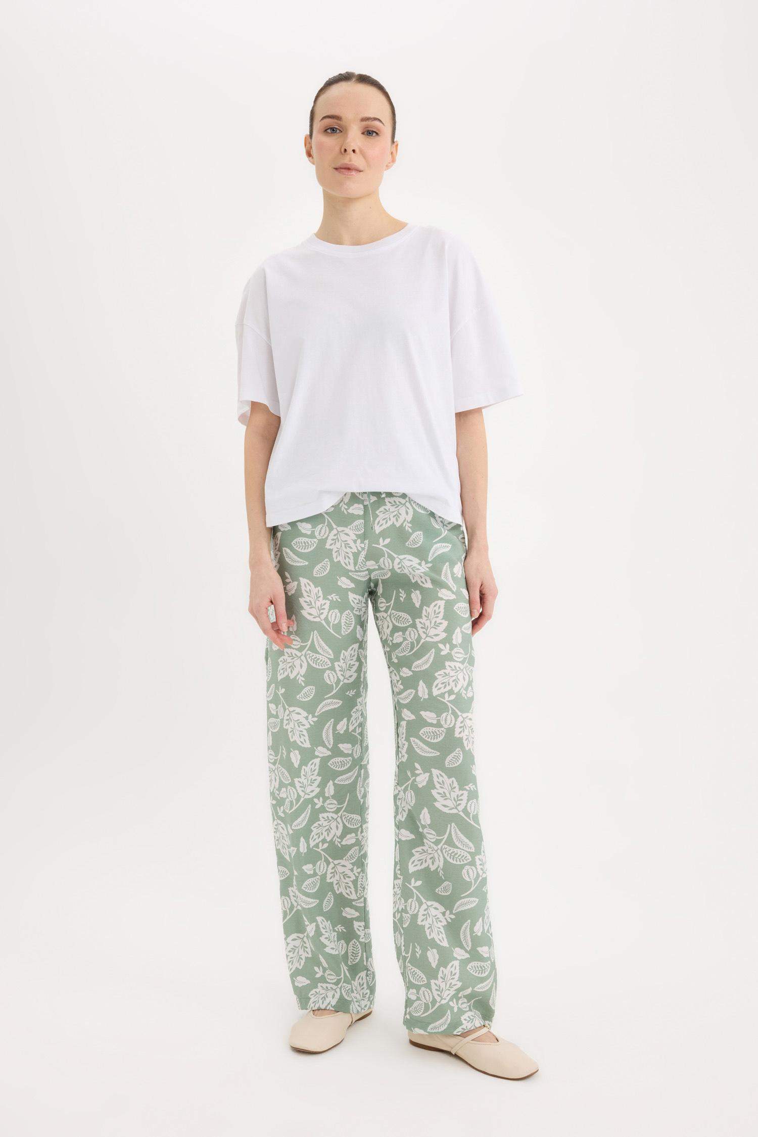Wide Leg Patterned High Casual Trousers
