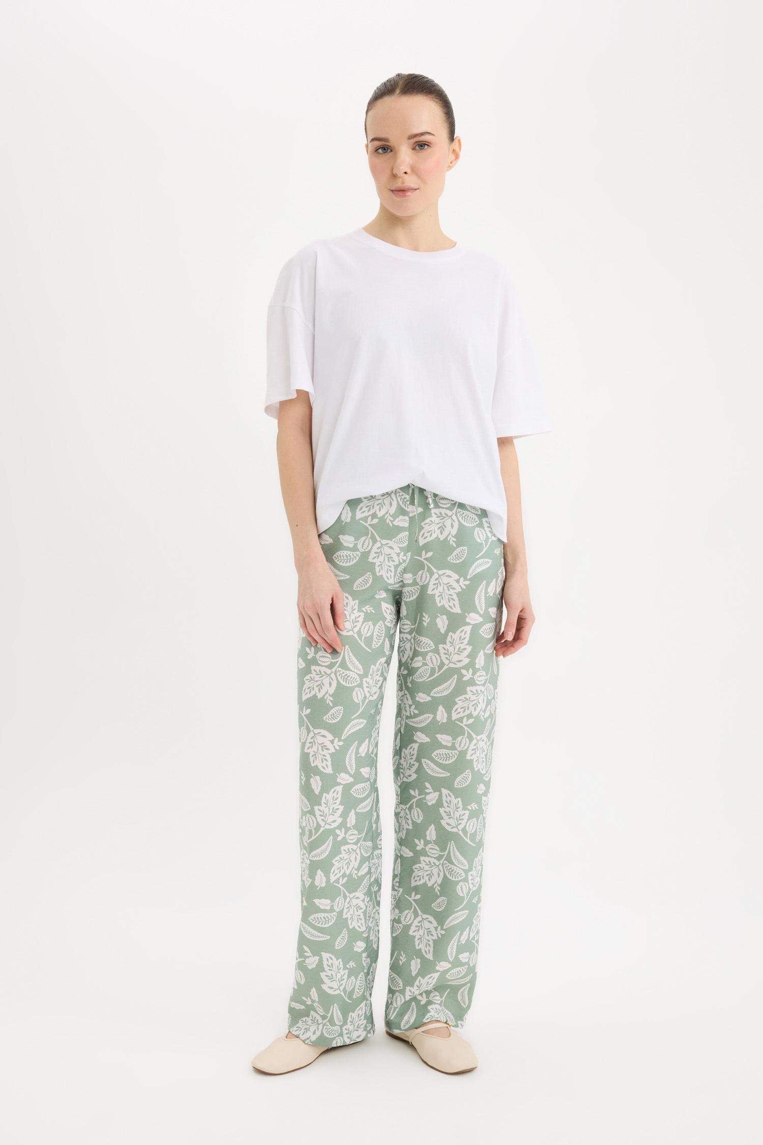 Wide Leg Patterned High Casual Trousers