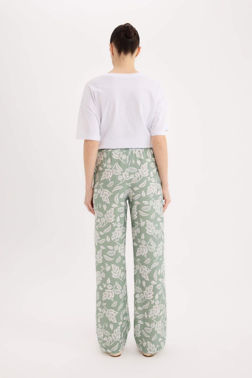 Wide Leg Patterned High Casual Trousers