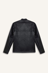 Boys Waterproof Zippered Faux Leather Jacket Coat