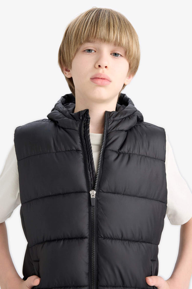 Boys Water Repellent Hooded Vest Hover Image