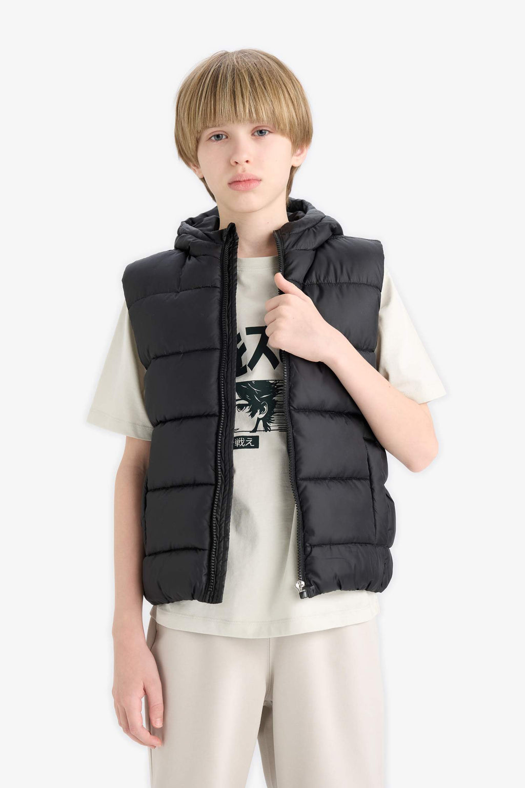 Boys Water Repellent Hooded Vest