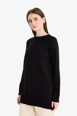 Regular Fit Crew Neck Basic Plain Knitwear Sweater Tunic