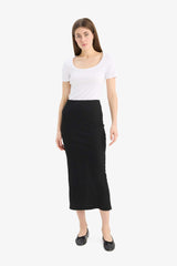 High Waist Ribbed Camisole Basic Maxi Black Pencil Skirt