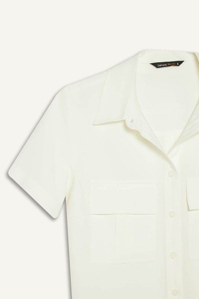 Tencel Short Sleeve Crop Shirt Main Image