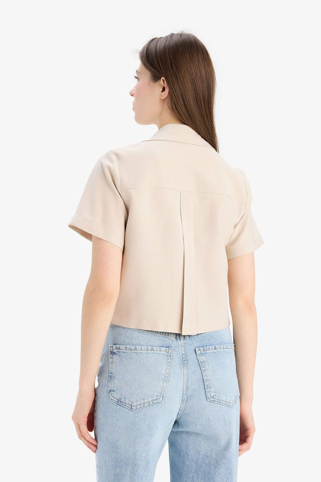 Tencel Short Sleeve Crop Shirt