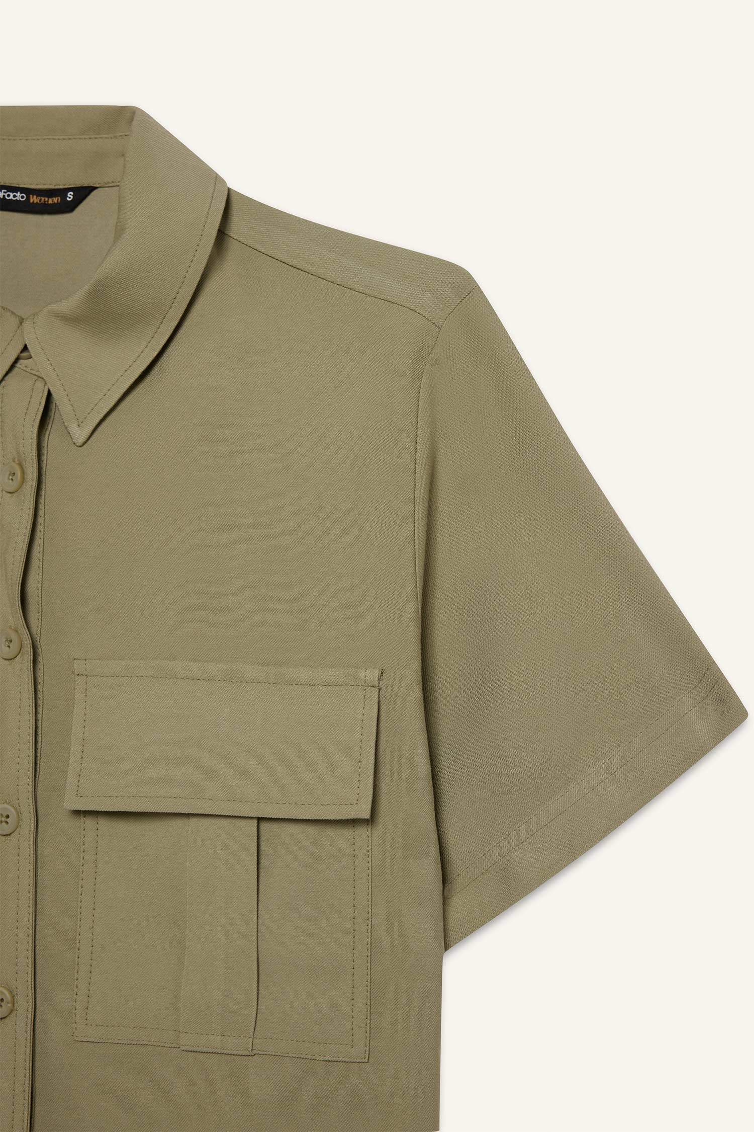 Tencel Short Sleeve Crop Shirt