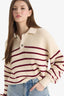 Cool Relax Fit Polo Collar Button-Down Striped Knit Sweater
