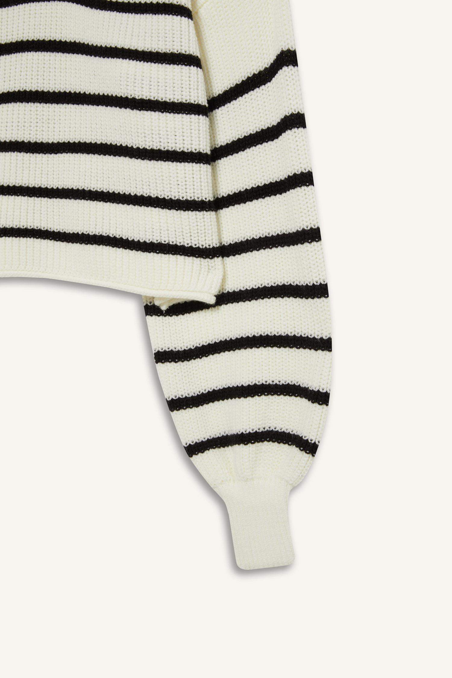 Cool Relax Fit Polo Collar Button-Down Striped Knit Sweater