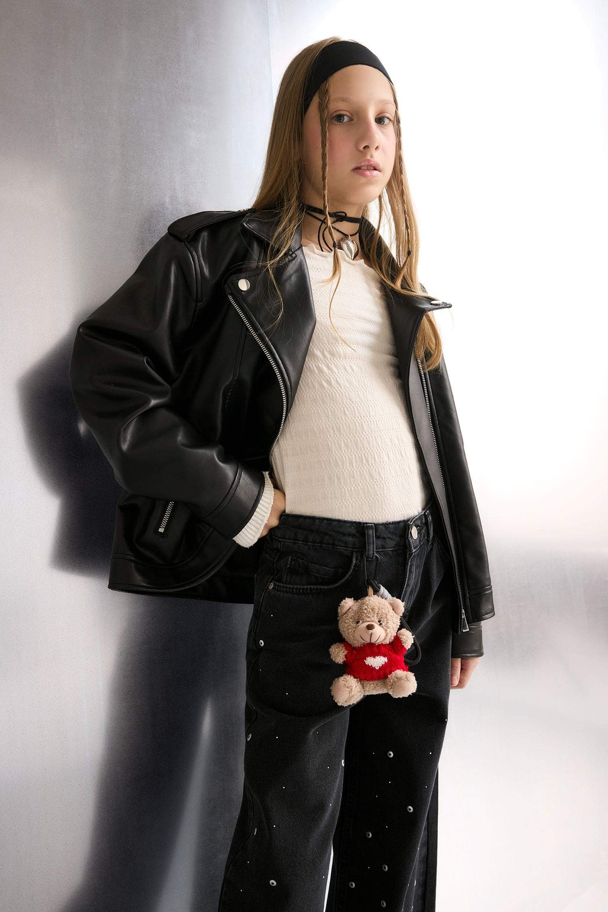 Girls Waterproof Zippered Faux Leather Jacket Coat