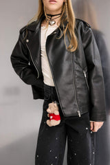 Girls Waterproof Zippered Faux Leather Jacket Coat
