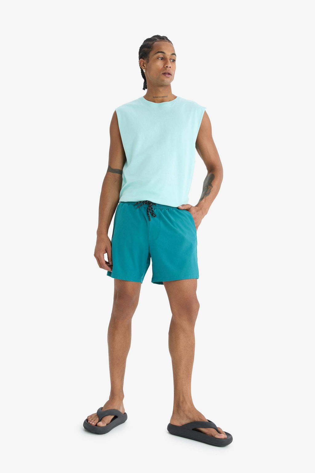 DeFactoFit Printed Flexible Texture Sports Swim Shorts