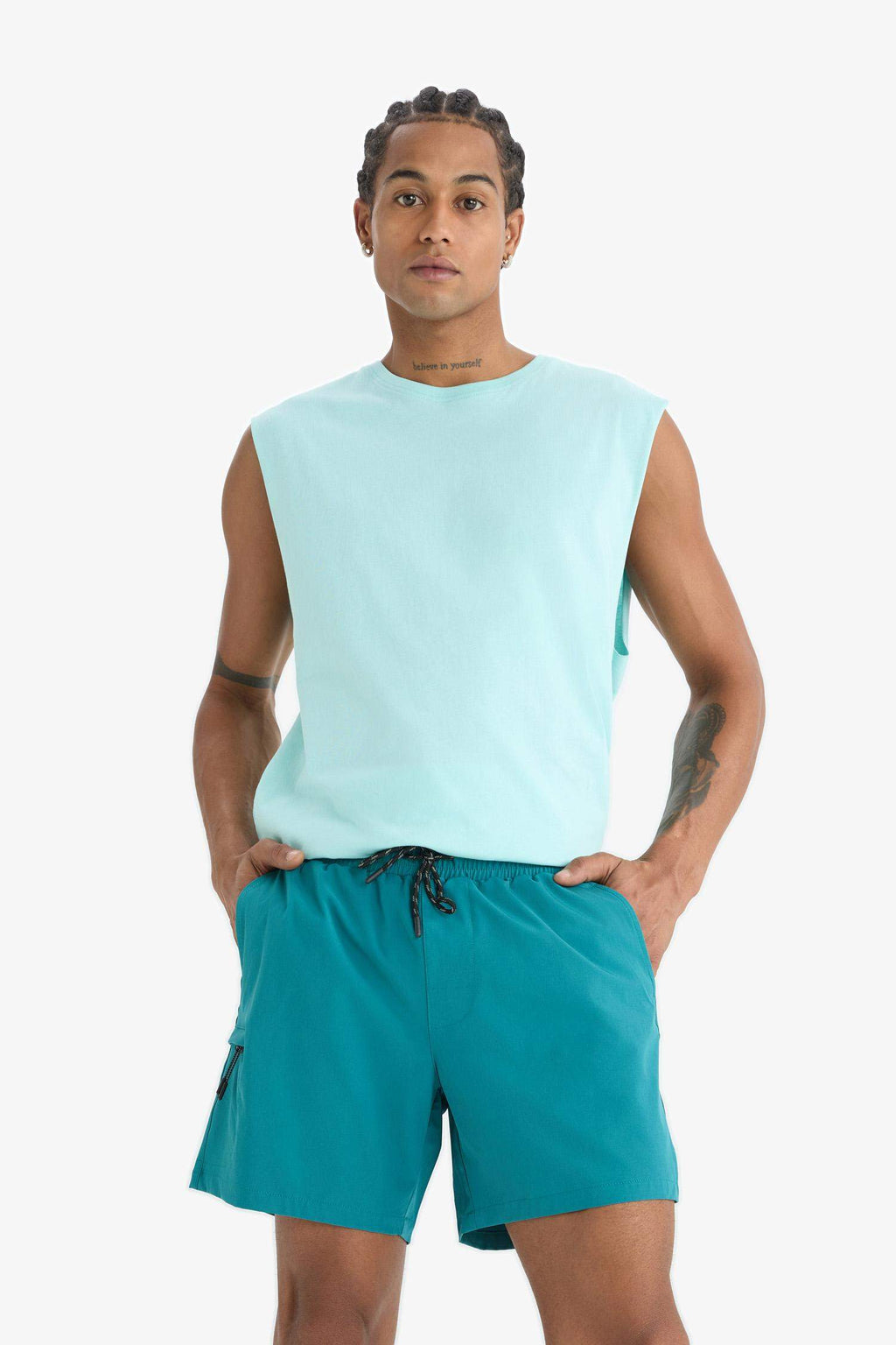 DeFactoFit Printed Flexible Texture Sports Swim Shorts