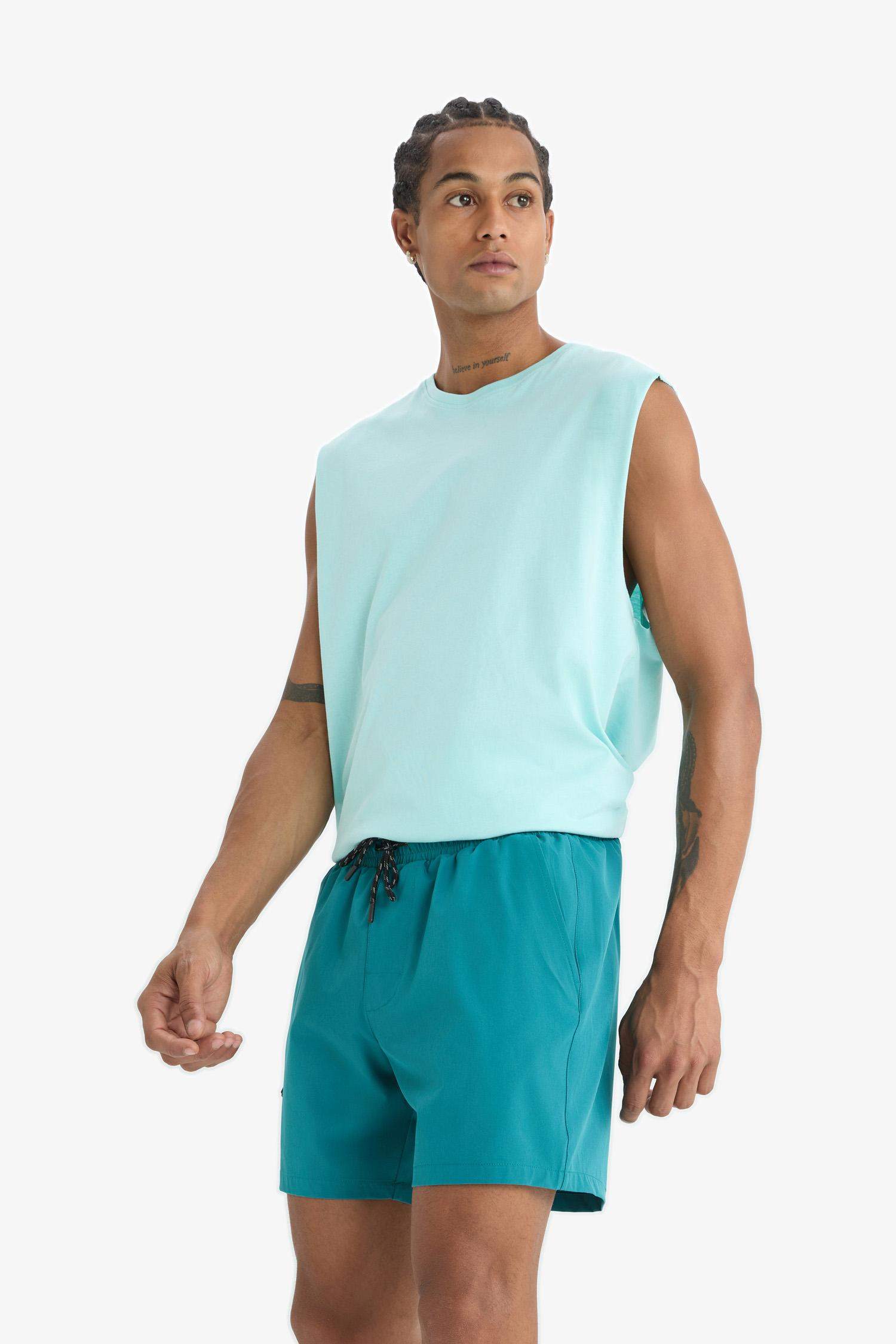 DeFactoFit Printed Flexible Texture Sports Swim Shorts