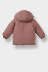 Baby Girl Hooded Puffer Coat with Pockets, Snaps and Zippers