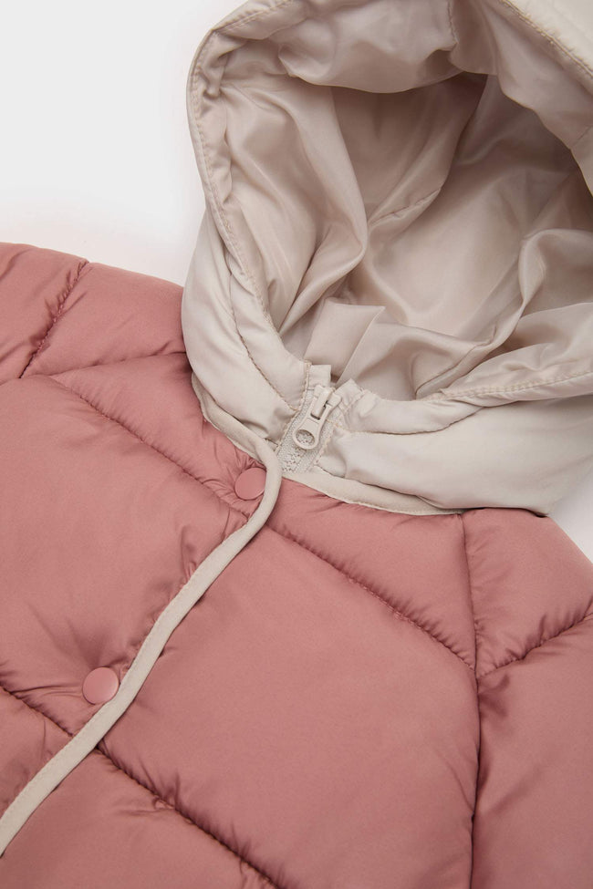 Baby Girl Windproof Hooded Zippered Puffer Coat Main Image