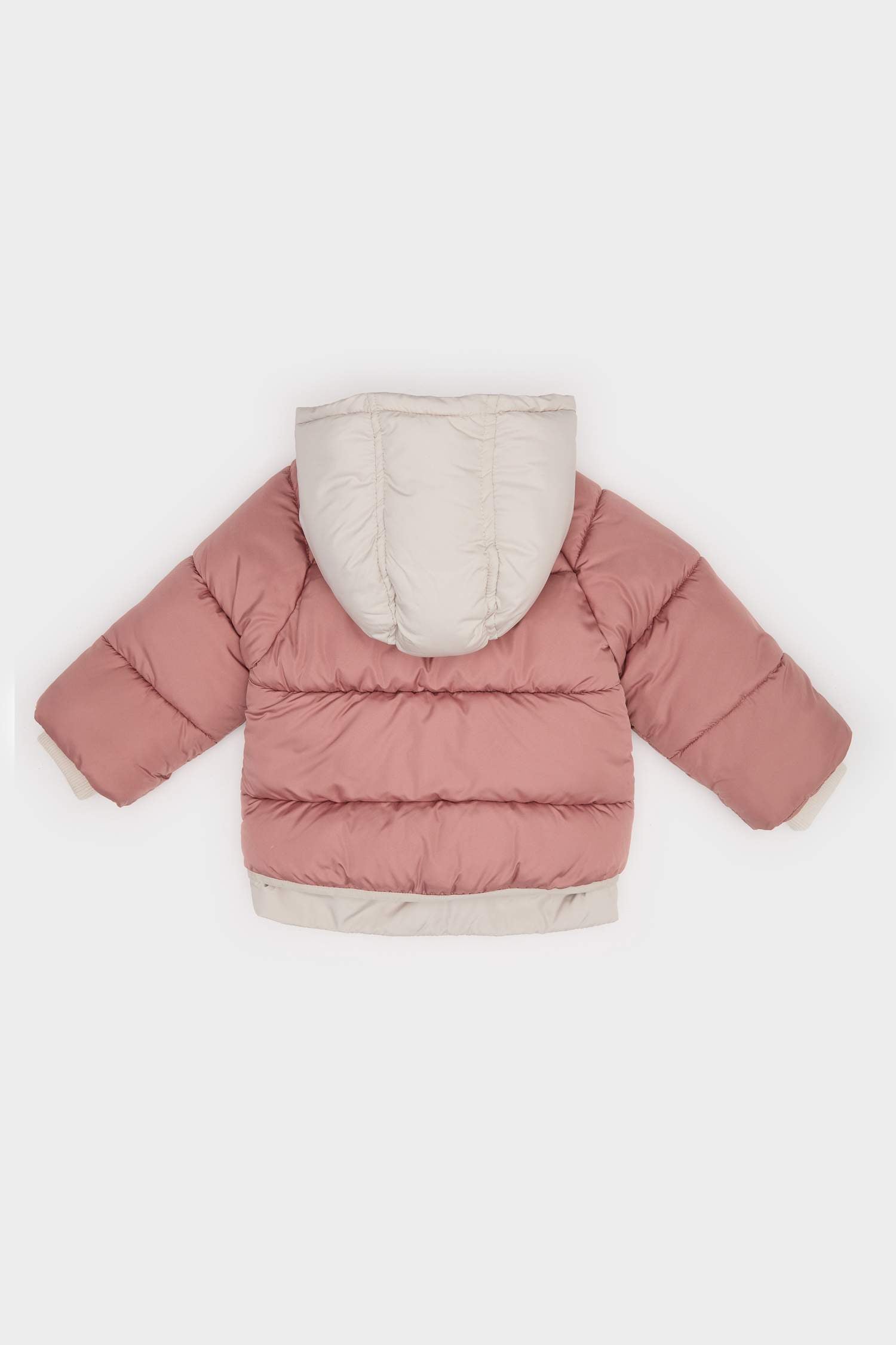 Baby Girl Windproof Hooded Zippered Puffer Coat