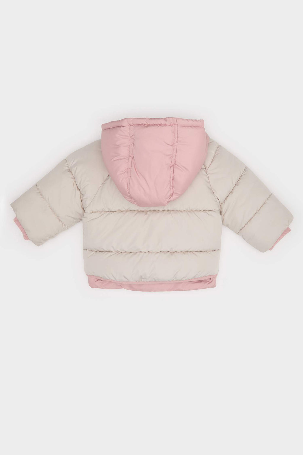 Baby Girl Windproof Hooded Zippered Puffer Coat