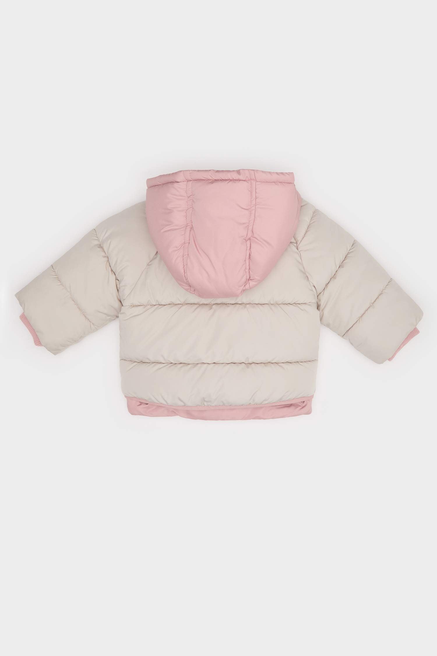 Baby Girl Windproof Hooded Zippered Puffer Coat