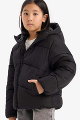 Girls Water-Repellent Hooded Zippered Puffer Coat